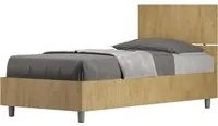 Letto Singolo 80x200 cm con Rete e Contenitore Testata Dritta Demas Quercia Natura