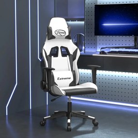Sedia Da Gaming Massaggiante Bianco E Nero İn Similpelle /