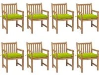 Sedie Giardino 8 pz con Cuscini Verde Brillante Massello Teak 3073084