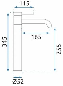 REA-B6100 - Miscelatore per lavabo LUNGIS 34,5 cm, cromato lucido