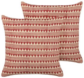 Set di 2 cuscini cotone rosso e beige 45 x 45 cm DEGLUPTA Beliani