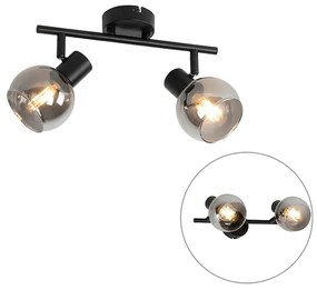 Plafoniera Art Déco vetro fumé nero 2 luci - VIDRO