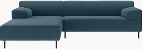 Divano angolare in velluto a coste blu navy/nero freistil180