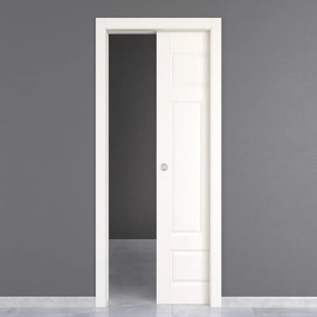 Porta interna scorrevole Coconut Groove in MDF colore bianco, L 80 x H 210 cm, apertura reversibile