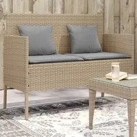 Panca da Giardino con Cuscini Beige in Polyrattan 365775