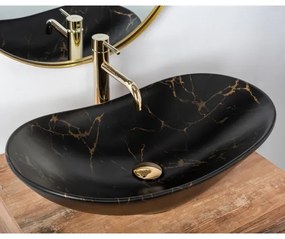 REA-U7478 - Lavabo da appoggio ROYAL 36x62 cm in ceramica/nero/finitura effetto marmo