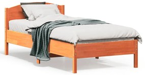 Letto Senza Materasso Marrone Cera 90x190 Cm İn Legno Di Pino /