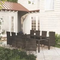 Set Mobili da Giardino 9 pz con Cuscini in Polyrattan Nero 3094855