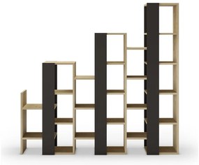 Scaffale in rovere decorato in nero e naturale 158x151 cm Anissa - Marckeric