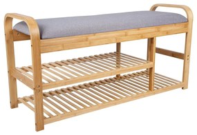Scarpiera in bambù grigio/naturale con panca - Leitmotiv