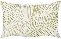 Cuscino decorativo fatto a mano con ricamo di foglie Bianco e verde 30 x 50 cm sfoderabile con imbottitura