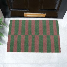 Zerbino in fibre di cocco 40x60 cm Pink &amp; Green Half Stripes – Artsy Doormats
