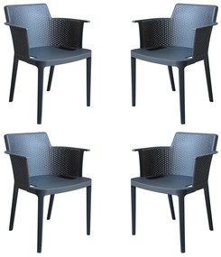 MAKKA - poltrona da esterno ed interno in plastica set da 4