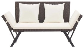 Panca da giardino con cuscini marrone 176 cm in polyrattan