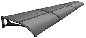 Pensilina in policarbonato grigio L 405 x P 100 cm struttura in alluminio nero