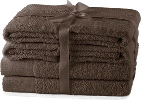 Asciugamani e teli da bagno in spugna di cotone marrone in un set di 6 pezzi Amari - AmeliaHome