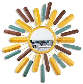 Specchio da parete SOLE diametro 75 cm giallo