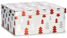 Set di Scatole Decorative Albero di Natale Natale Rosso Argentato Bianco Cartone