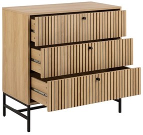 Cassettiera effetto rovere in colore naturale 81x80x40 cm Albany - Actona