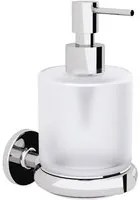 Dispenser sapone da incollo o da fissare a parete in ottone cromato e vetro acidato collezione Sebec di Lineabeta 250ml