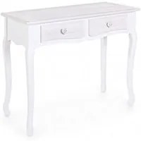 Consolle shabby in MDF due cassetti Bianca CHARELENE L 90x40x h78 cm