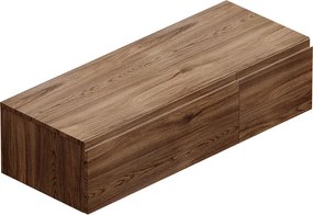 Mobile da bagno sospeso Step con top L 120.3 x H 30 x P 46 cm noce walnut liscio, 2 cassetti, lavabo non incluso