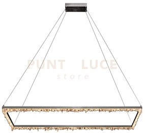 Lampada a sospensione rettangolare quartz halo, nichel satinato, le...