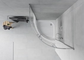 Mexen Rio cabina doccia semicircolare 80 x 80 cm, strisce bianche, cromo + piatto doccia, bianco - 863-080-080-01-20-4710