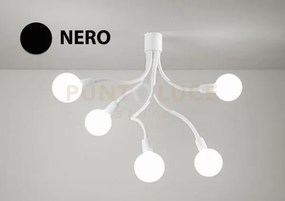 Lampadario a soffitto bulbo cinque luci 6680 n nero