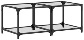 Tavolino Salotto Con Piano Vetro Trasparente 50x50x40cm Acciaio /