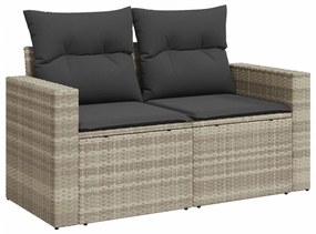 Set divani da giardino 7pz con cuscini grigio chiaro polyrattan