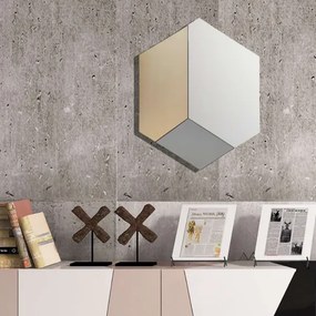 Specchio moderno esagonale 70x80 cm con vetro fumč e bronzo - JACOB