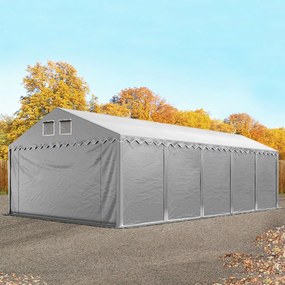TOOLPORT 5x10 m tenda capannone, altezza 2,6m, PVC 800, telaio perimetrale, grigio, senza statica - (8514bl)