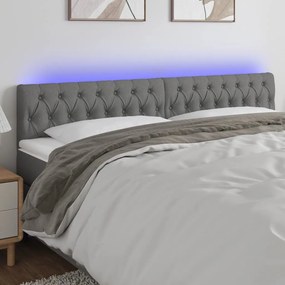 Testiera A Led Grigio Scuro 200x7x78/88 Cm İn Tessuto /