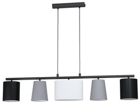 Lampadario Country charm Almeida nero paralume bianco e grigio e nero 5x E14 EGLO