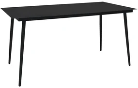 Set da pranzo da esterni 7 pz in corda di cotone e acciaio nero