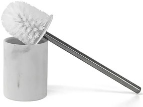 Portascopino da appoggio effetto marmo bianco in resina linea Ivy