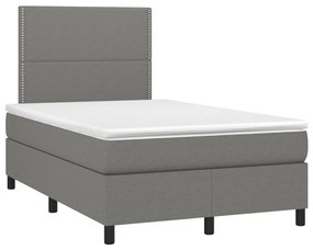 Letto a molle materasso e led grigio scuro 120x190cm in tessuto