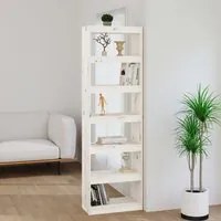 Libreria/Divisorio Bianco 60x30x199,5 cm Legno Massello di Pino 808179