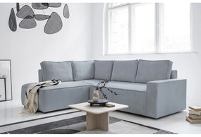 Divano letto angolare in velluto a coste grigio chiaro Brave Dave - Miuform