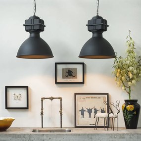 Lampada a sospensione industriale piccola nero opaco - Sicko