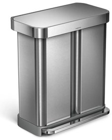 Bidone a pedale in acciaio inox per rifiuti differenziati 58 l Dual - simplehuman