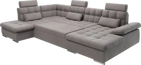 Divano angolare grigio allungabile e con contenitore (con penisola a sinistra/a U) Merkur – Ropez