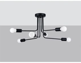 Sollux SL.1452 - Lampadario a sospensione con supporto rigido NORAH 6xE27/15W/230V nero