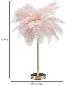 Lampada da tavolo rosa/dorata (altezza totale 55 cm) Palm Pink – Mauro Ferretti