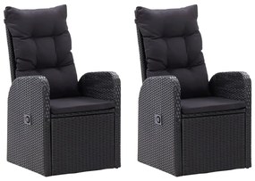 Set da pranzo da giardino 5 pz con cuscini nero