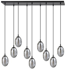 Sospensione Minimal 9 Luci Atalanta Acciaio Nero E Vetro Fumè