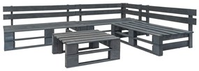 Set salotto da giardino 4 pz pallet in legno grigio