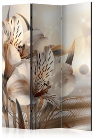 Paravento Principesse del Mattino (3 części) - fiori di giglio in 3D