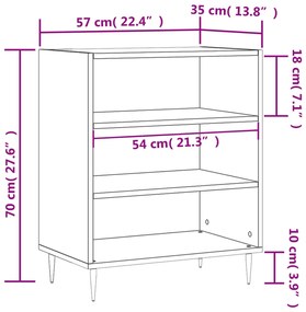 Credenza Bianca 57x35x70 cm in Legno Multistrato